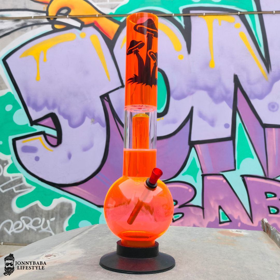 Acrylic Single Percolator Bong Tangerine - Mushroom
