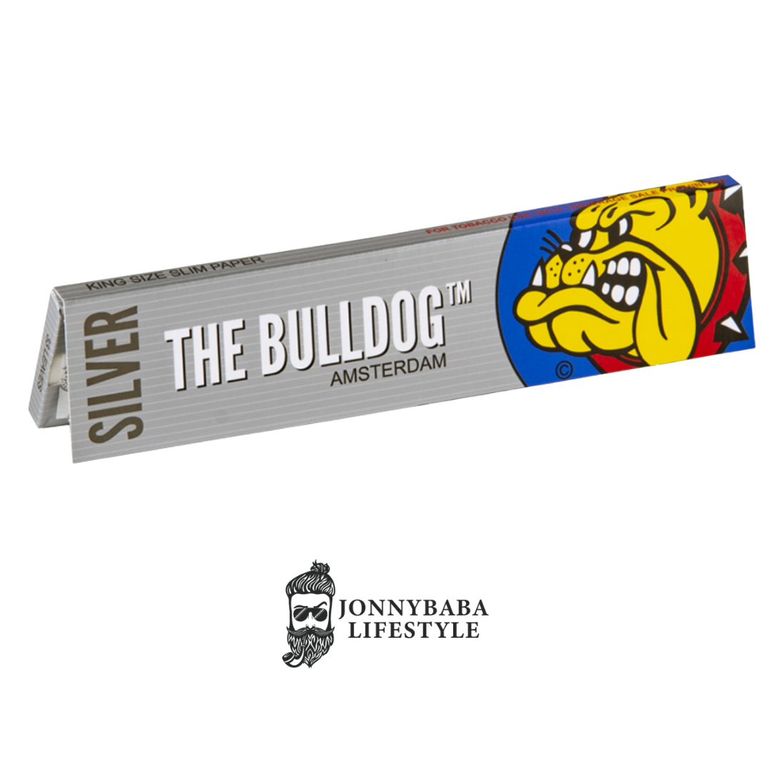 The bulldog silver king size slim rolling paper available on Jonnybaba Lifestyle 