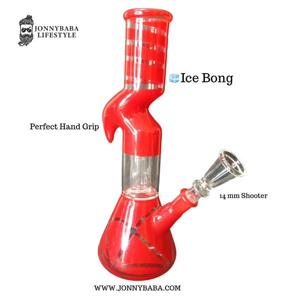 Jb grasp red 10 inch ice bong available on Jonnybaba Lifestyle 