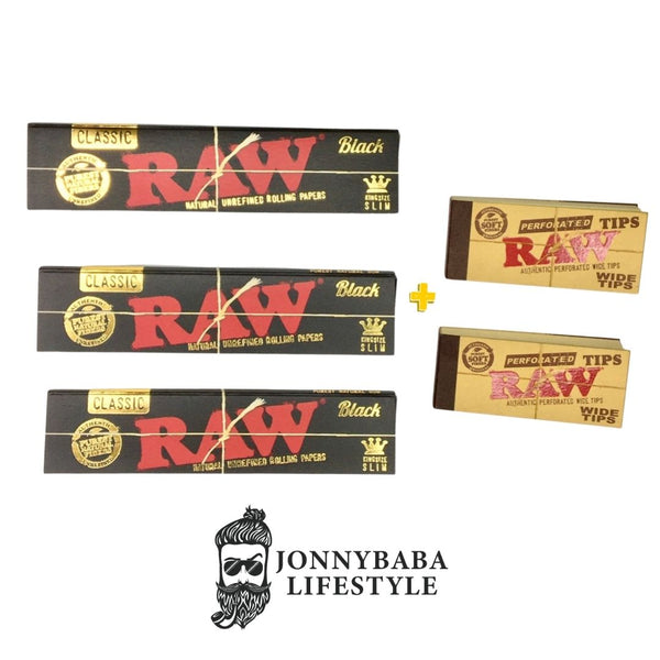 Raw black bundle rolling paper combo available on Jonnybaba Lifestyle 